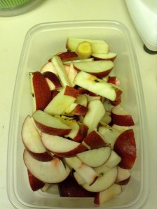 Chopped apples for juicing
