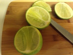 Cutting limes to get to the juice!